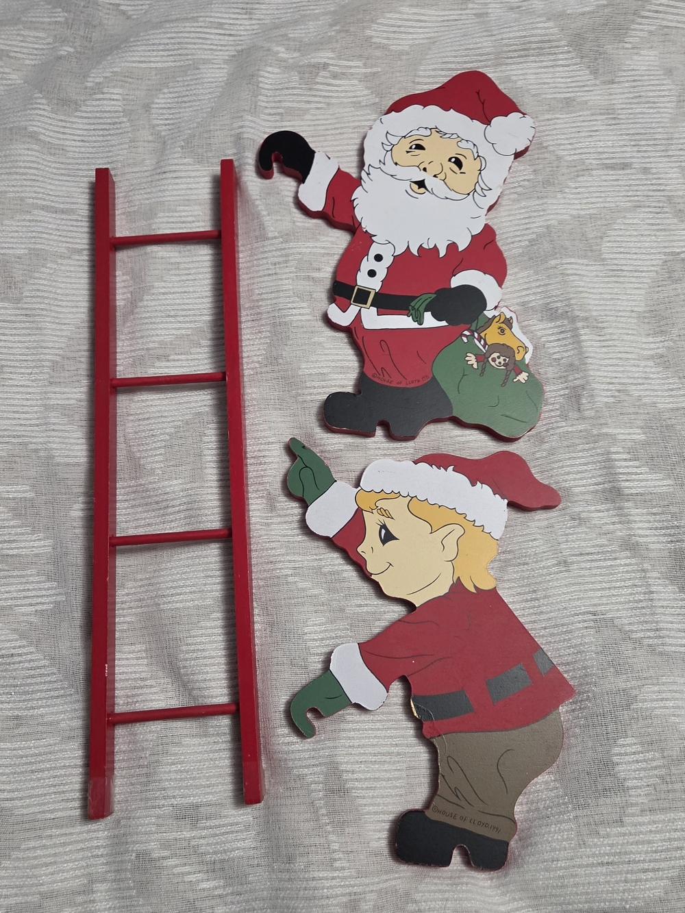 House of Lloyd Vintage Replacement Up The Ladder 1991 Wooden Santa Elf Climbers - Picture 2 of 8